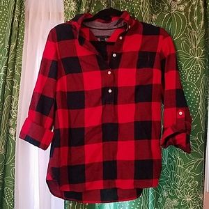 Tommy Hilfiger red plaid top size s
